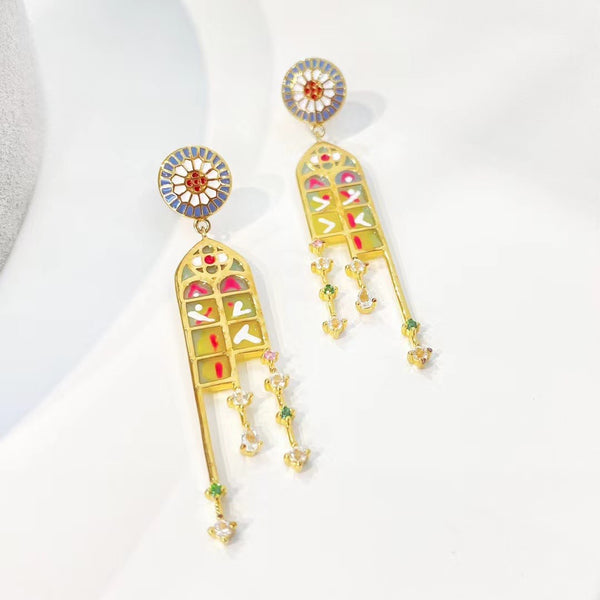 Enamel Art Window Earrings